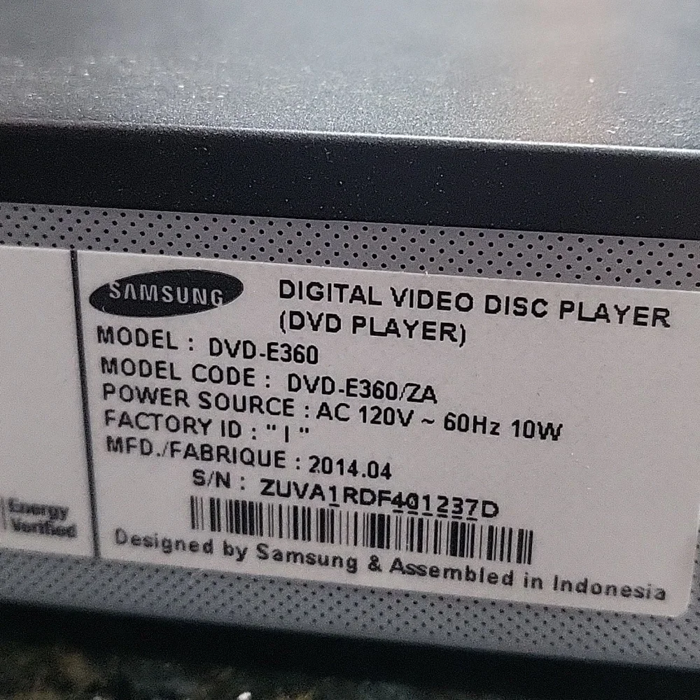 SAMSUNG DVD-E360 DVD Player No Remote or AV
